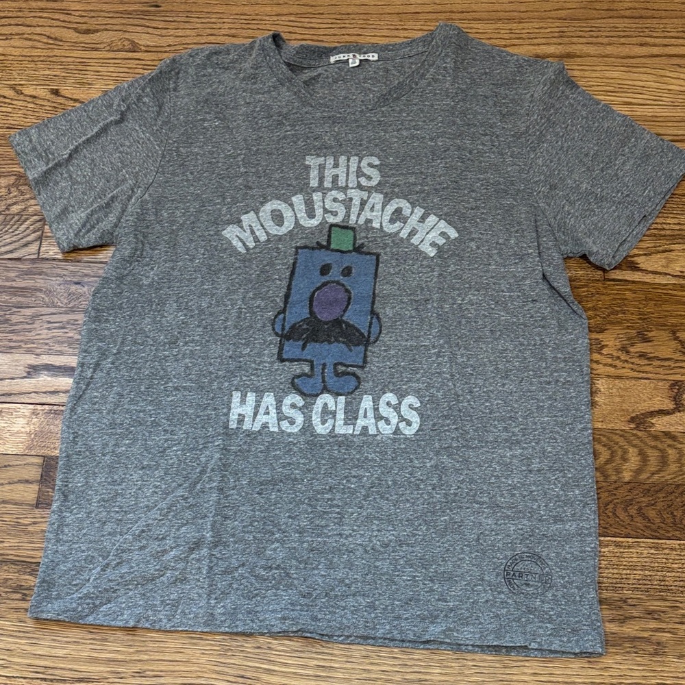 Junk Food Gray Mens T-Shirt with “This Mustache Has Class” Graphic XL